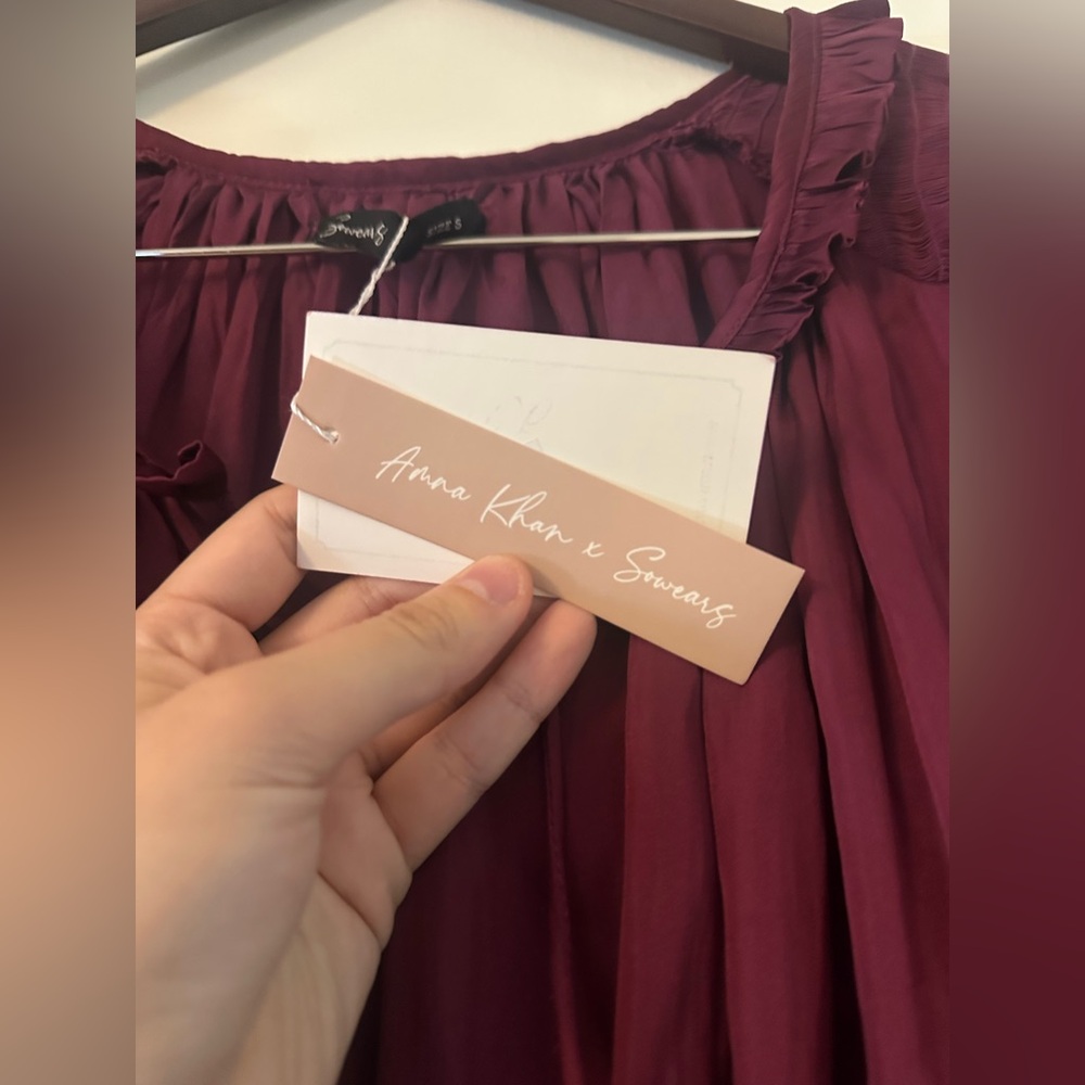 NWT Anna Khan & Sowears Plum Ruffle Maxi Dress Size Small - Picture 7 of 11